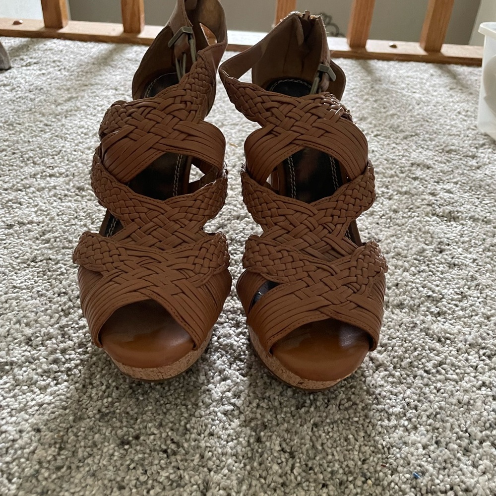 Brown Woven Women's Heels